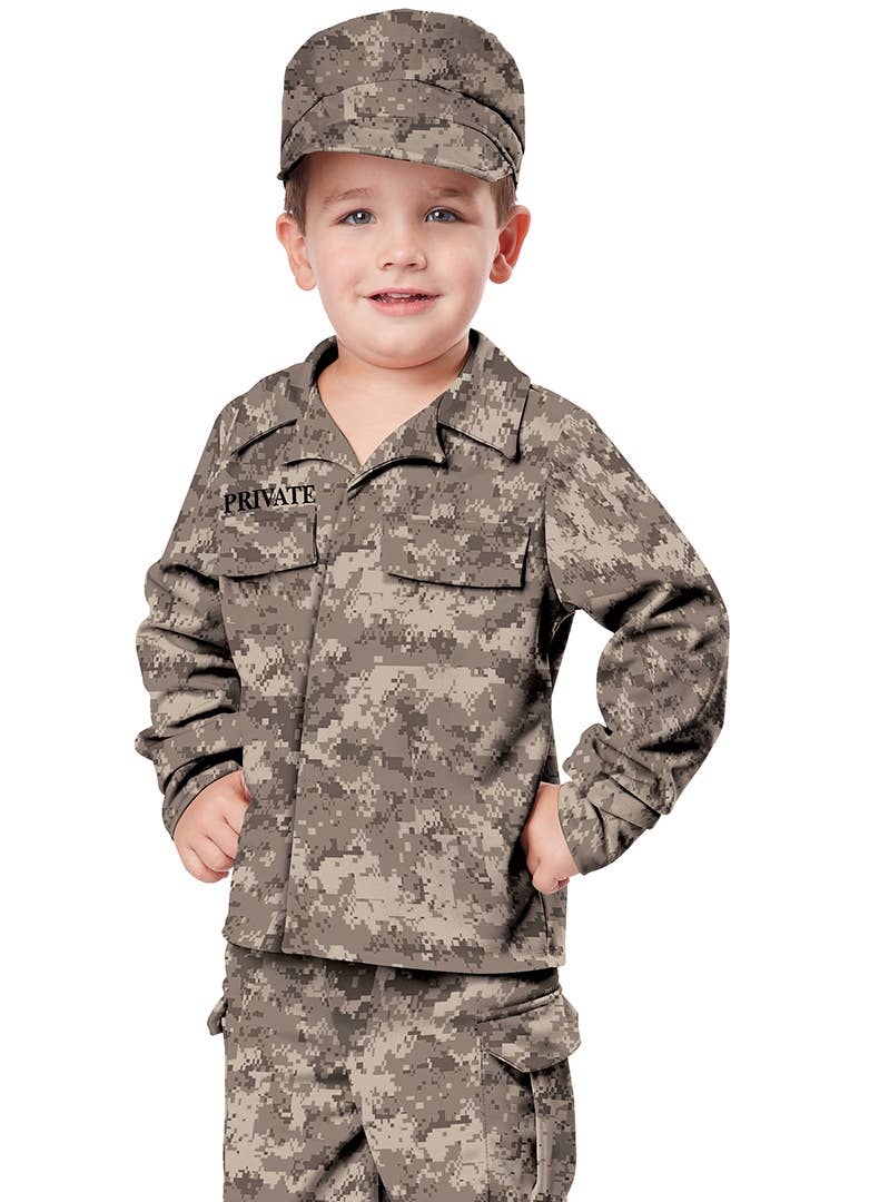 Toddler Military Soldier Fancy Dress Costume Close Up  View