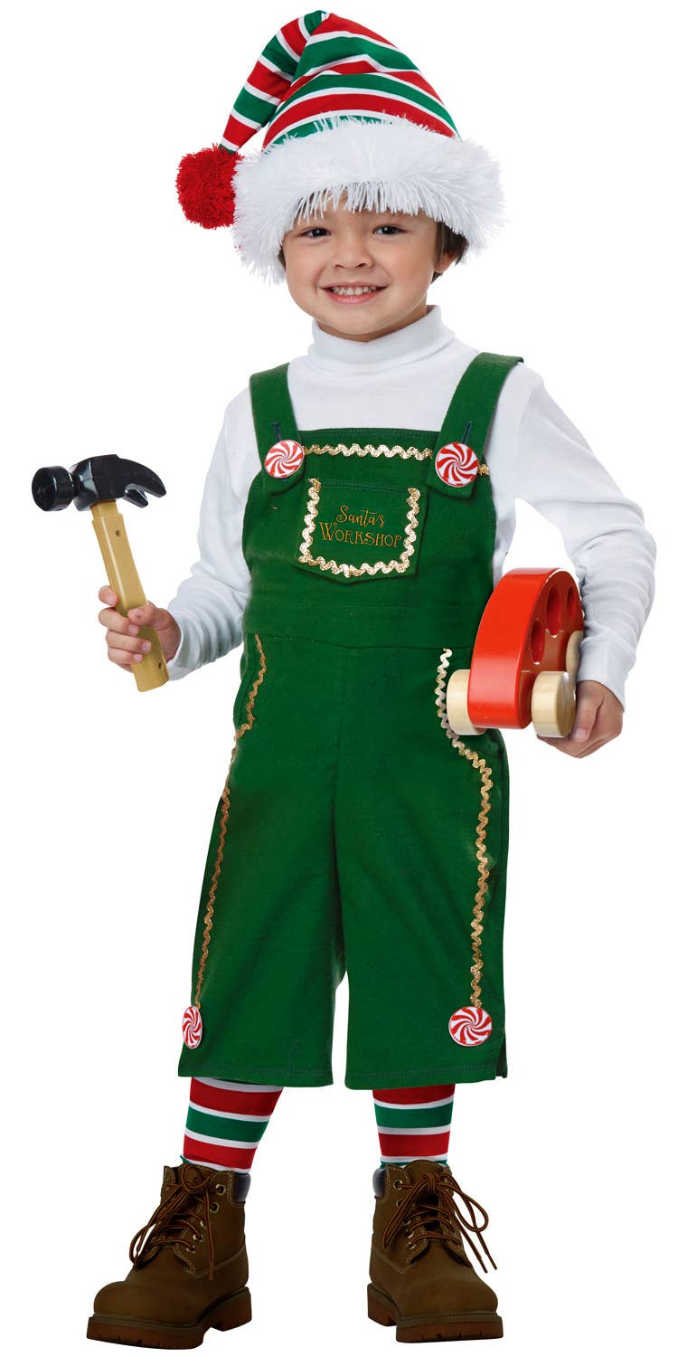 Jolly Lil Green Elf Toddler Kid's Christmas Fancy Dress Costume Main Image