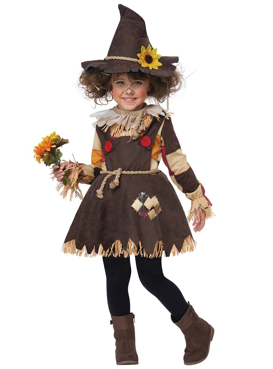 Toddler Girls Pumpkin Patch Scarecrow Fancy Dress Halloween Costume SAlt Image