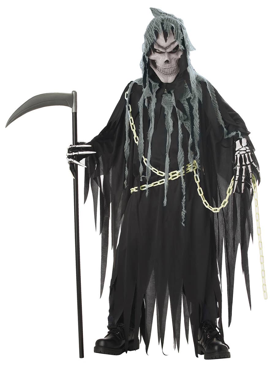Mr Grim Deluxe Boys Grim Reaper Halloween Costume Main Image