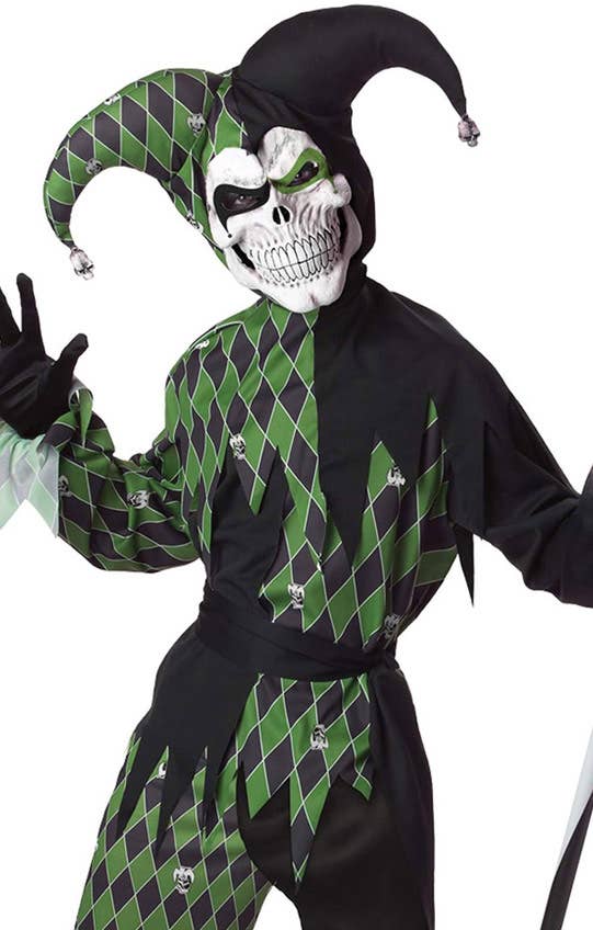 Jokes On You Boys Scary Jester Halloween Costume - Close Up Image