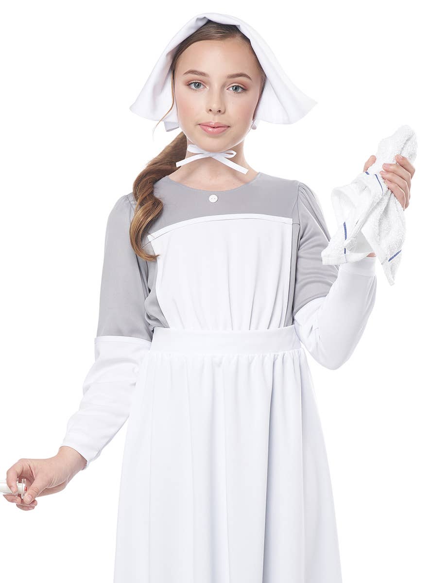 Civil War Nurse Girl's Dress Up Costume - Close Up Image