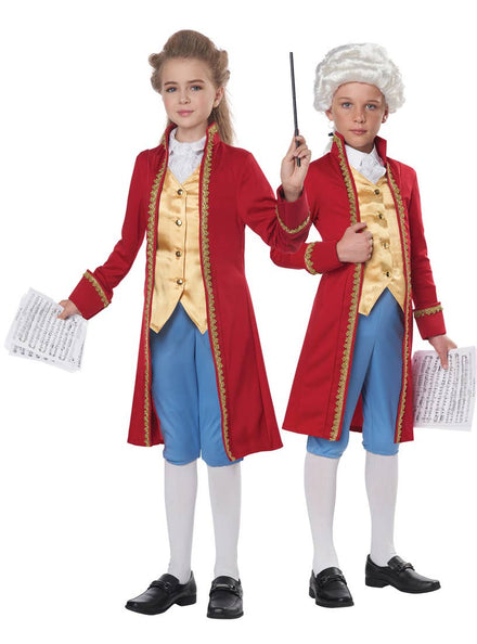 Unisex Classical Composer Mozart Costume for Kids - Main Image