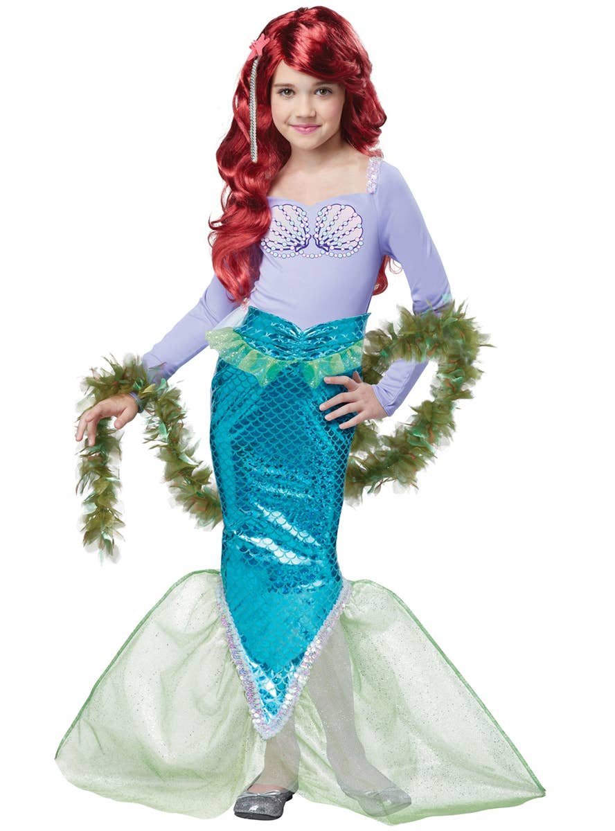 Girls Magical Mermaid Fancy Dress Costume Front Image