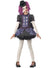 Girl's Broken Doll Costume Black and Purple Dress Front View