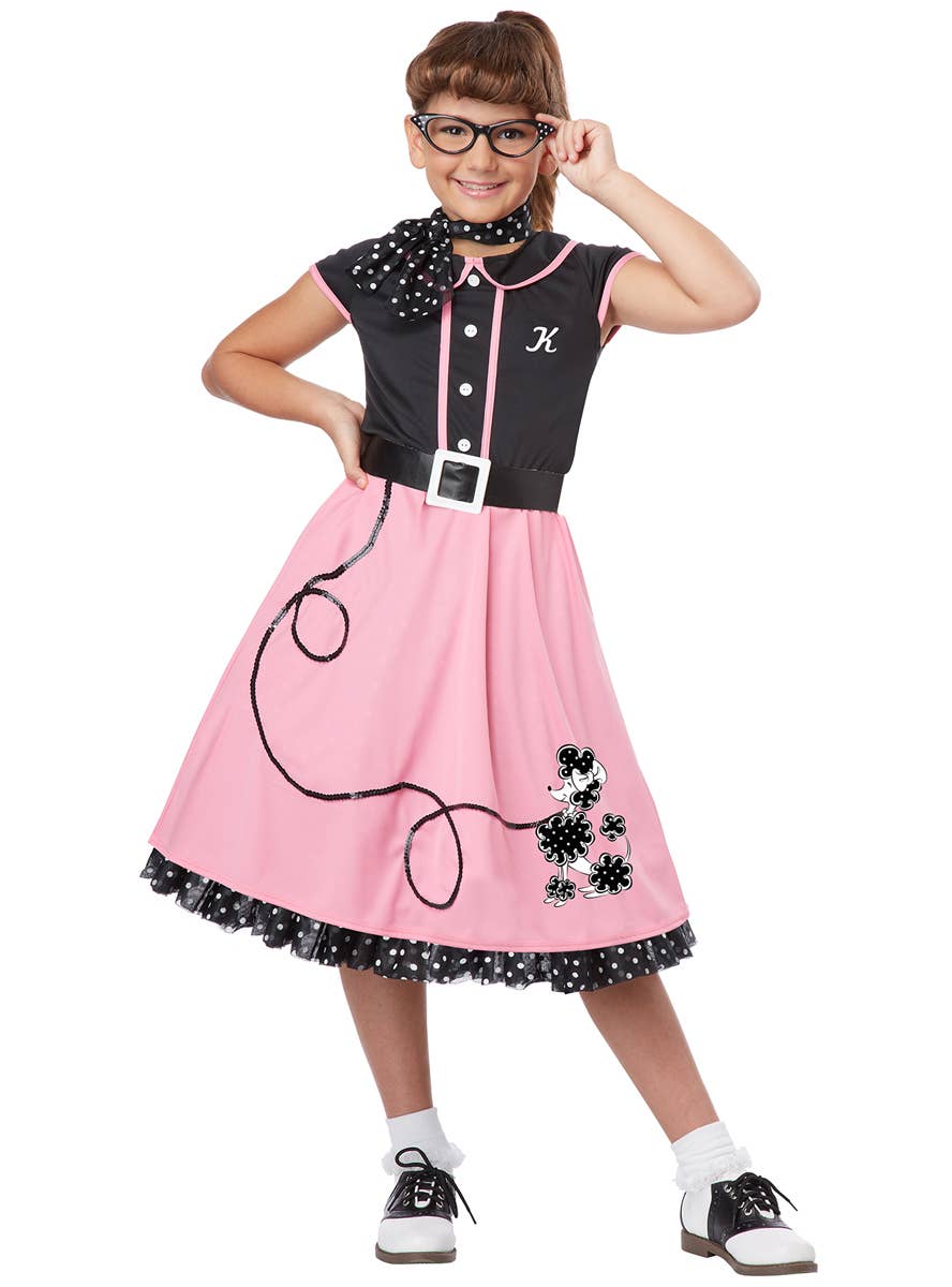 50s Dress Up Sweetheart Girl's Retro Fancy Dress Costume - Alt Image