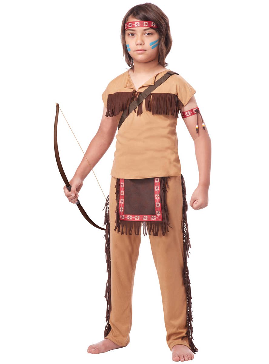 Boy's Native American Indian Warrior Costume Front View
