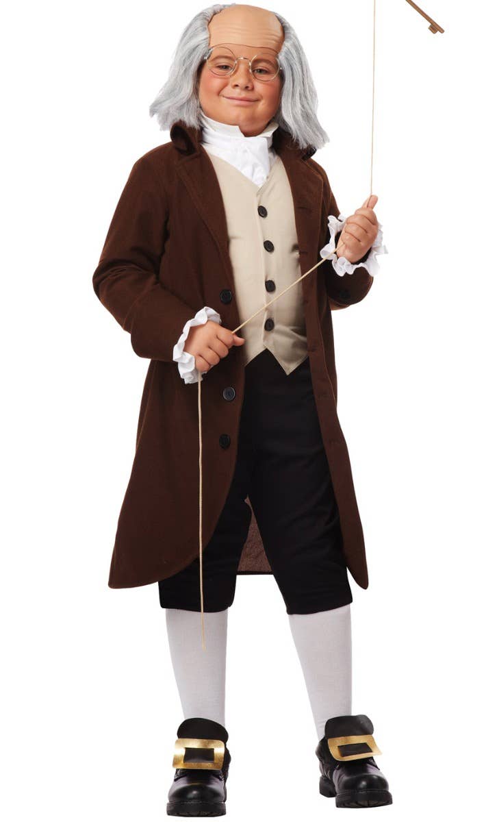 Brown Colonial Man Fancy Dress Costume for Boys Main Image
