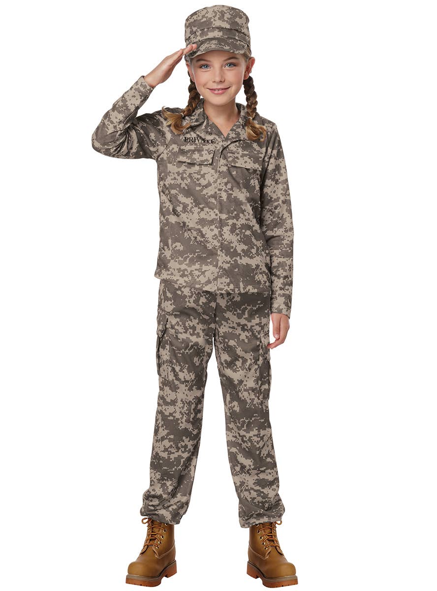 Child's  Military Soldier Unisex Fancy Dress Costume Girl View