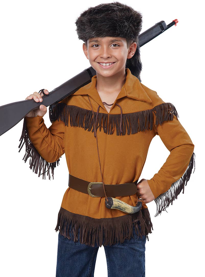 Wild West Frontiersman Boys Costume Close Up View