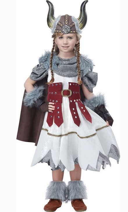 Girls Valorous Viking Fancy Dress Costume 