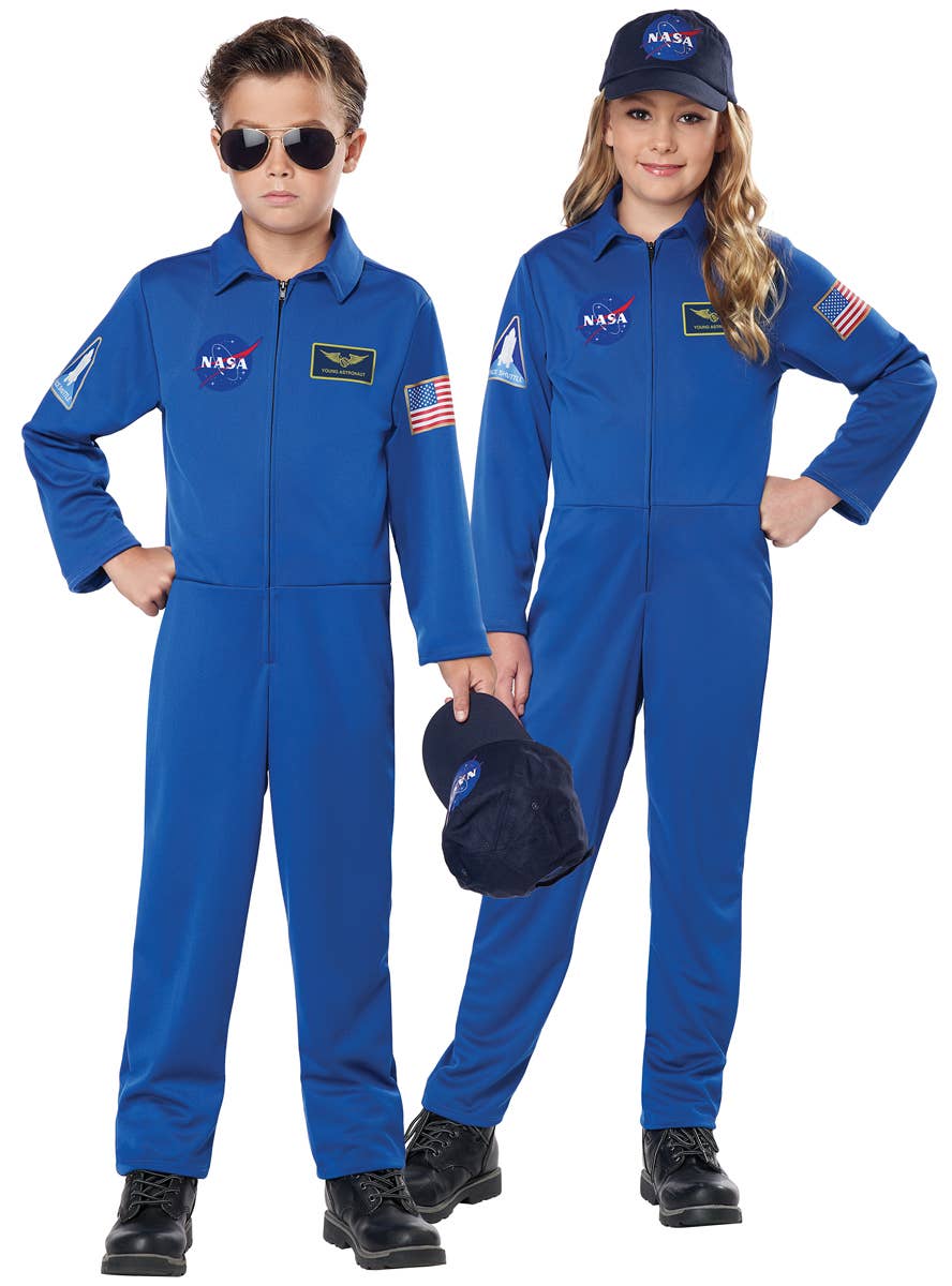 Unisex Blue NASA Space Suit Jumpsuit Costume for Kids - Main Image