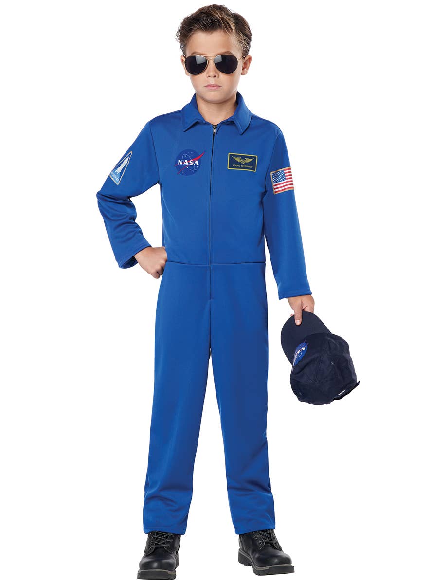 Unisex Blue NASA Space Suit Jumpsuit Costume for Kids - Boys Image