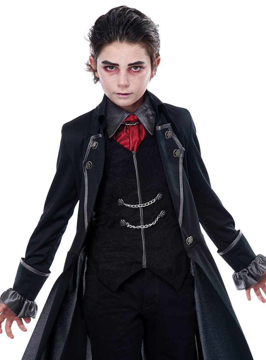 Deluxe Gothic Vampire Boy's Halloween Costume - Close Up Image