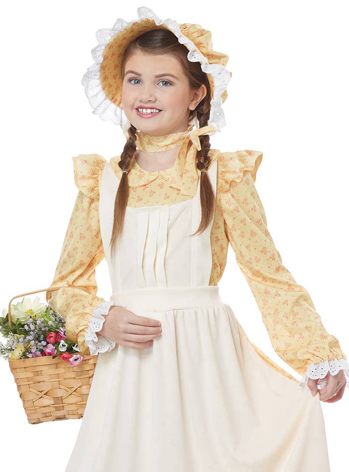 Yellow Frontier Settler Girls Costume | Colonial Era Costume for Girls