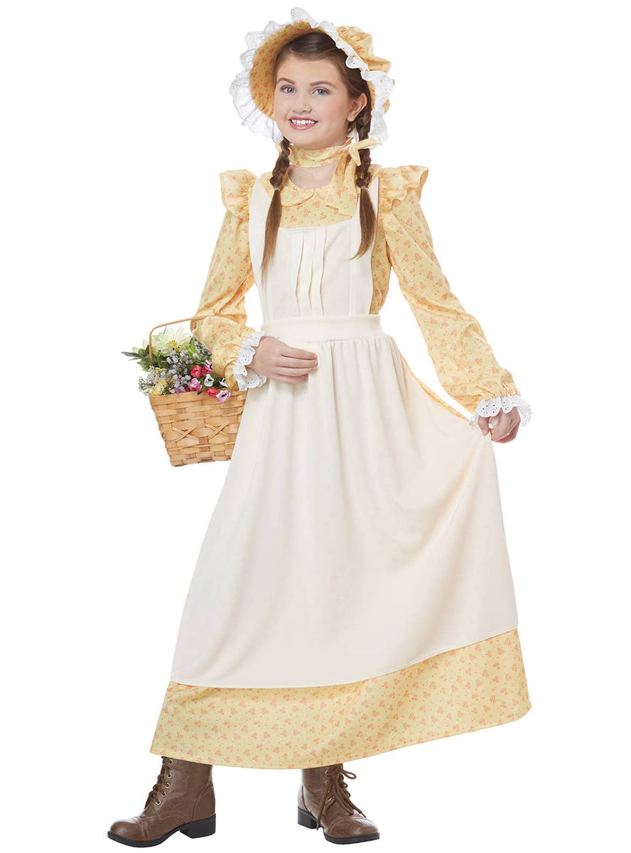 Yellow Prairie Girl's Colonial Era Costume - Main Image