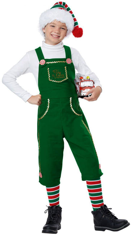 Boy's Green Holiday Toymaker Elf Christmas Fancy Dress Costume