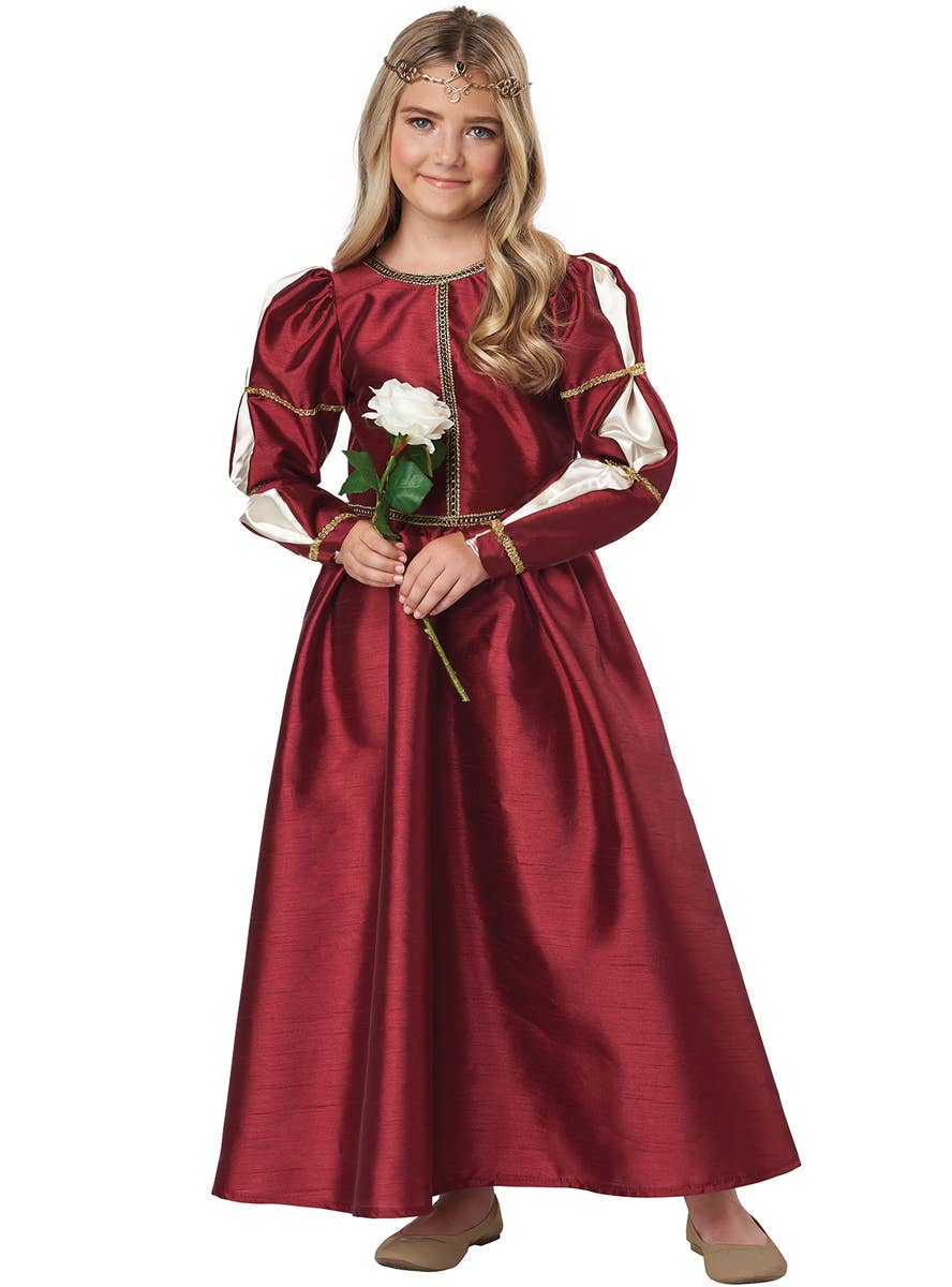 Girl's Red Renaissance Princess Costume - Alternative Image