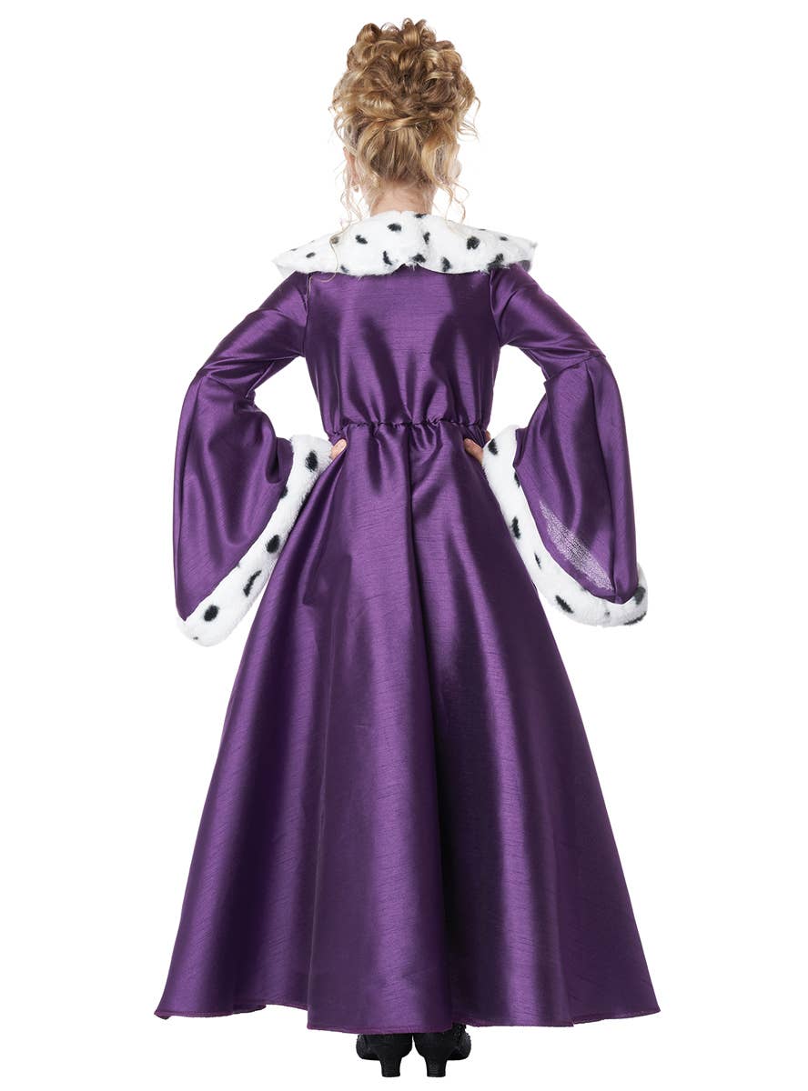 Purple Medieval Queen for a Day Toddler Costume for Girls - Back Image