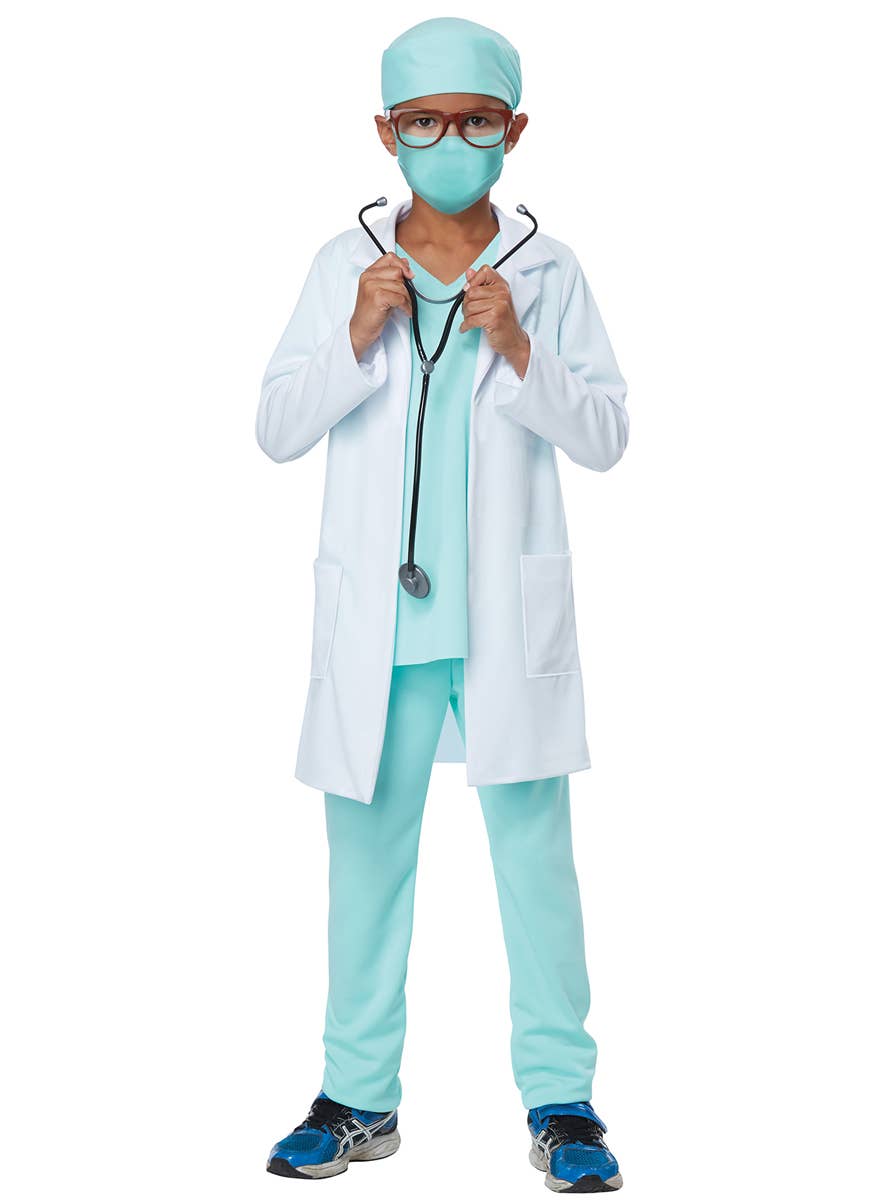 Light Green Doctor Scrubs Costume for Unisex Kids - Alternative Image