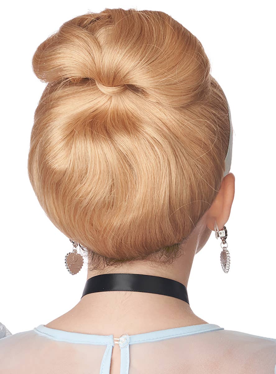 Short Blonde Princess Cinderella Updo Costume Wig for Girls - Back Image