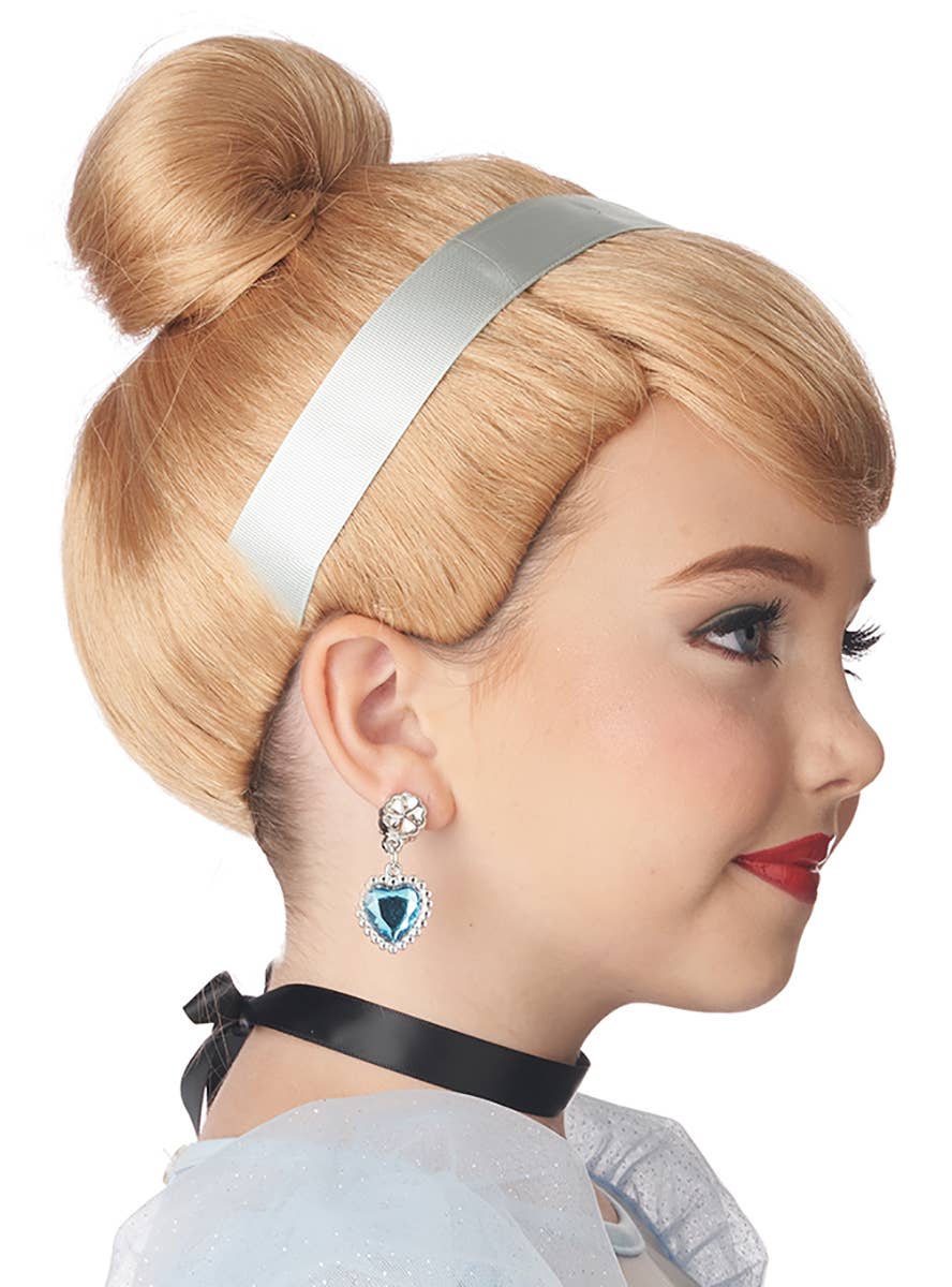 Short Blonde Princess Cinderella Updo Costume Wig for Girls - Side Image