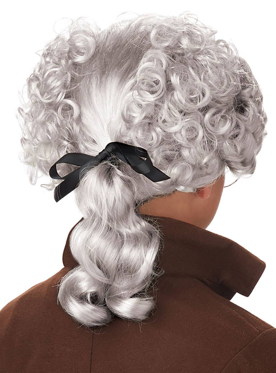 Boys Curly Grey Colonial Costume Wig Back Image