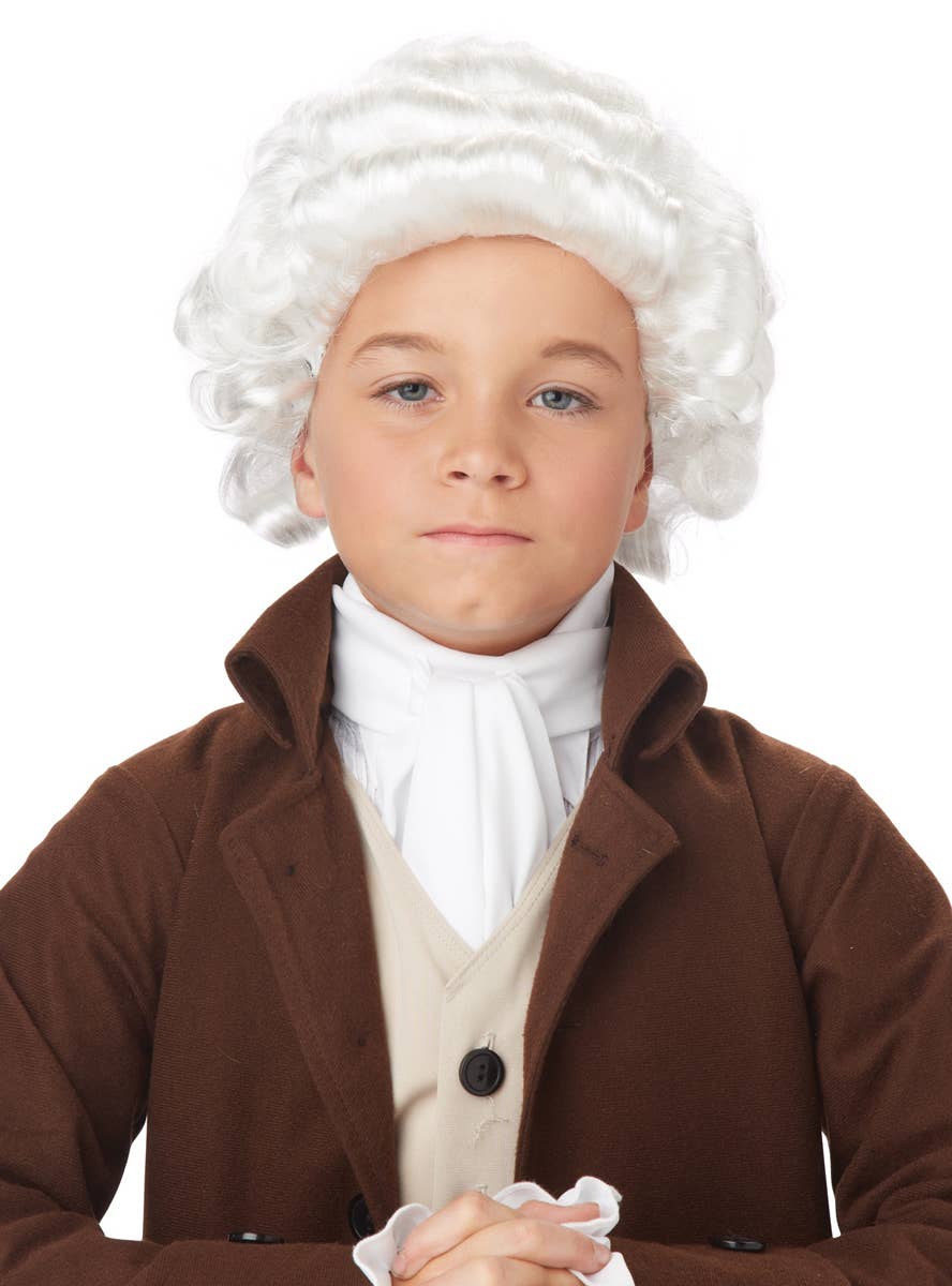 Boys White Colonial General Costume Wig