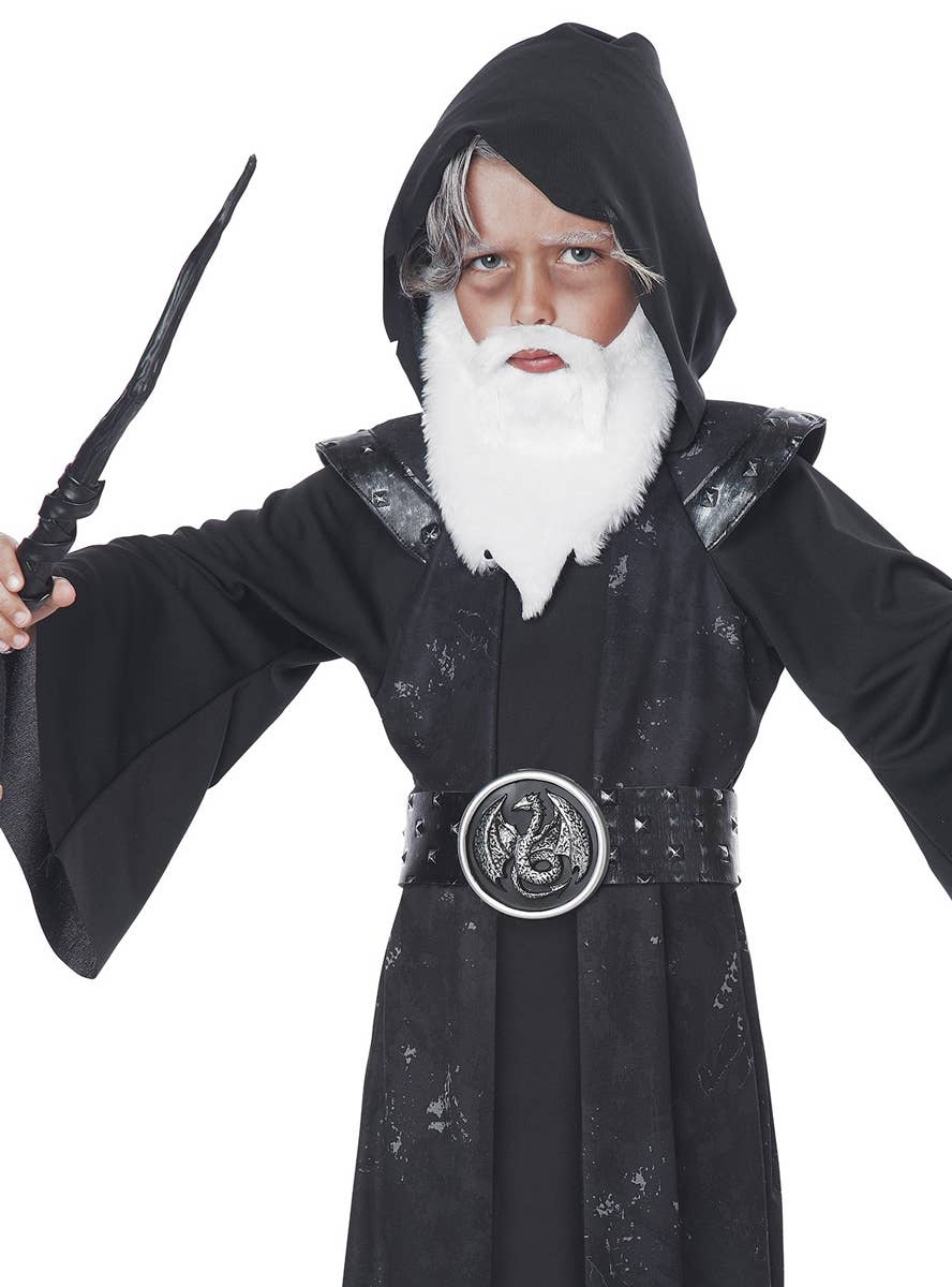 Wittle Wizard Toddler Boys Dark Magician Halloween Fancy Dress Costume Close Up Image