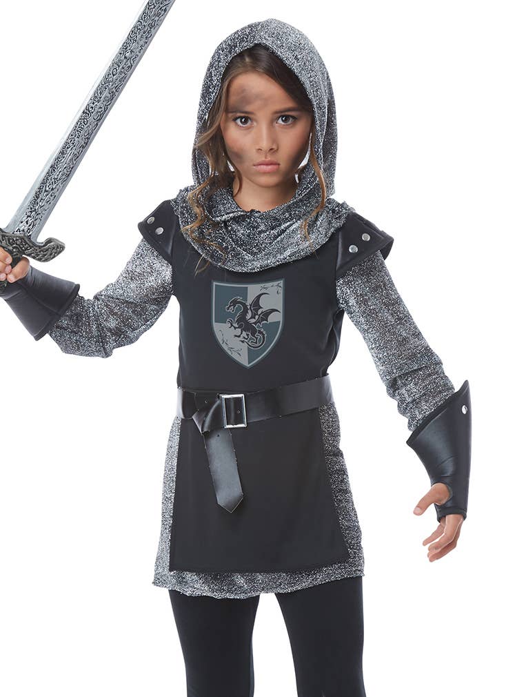 Girls Noble Medieval Knight Fancy Dress CostumeClose Up Image