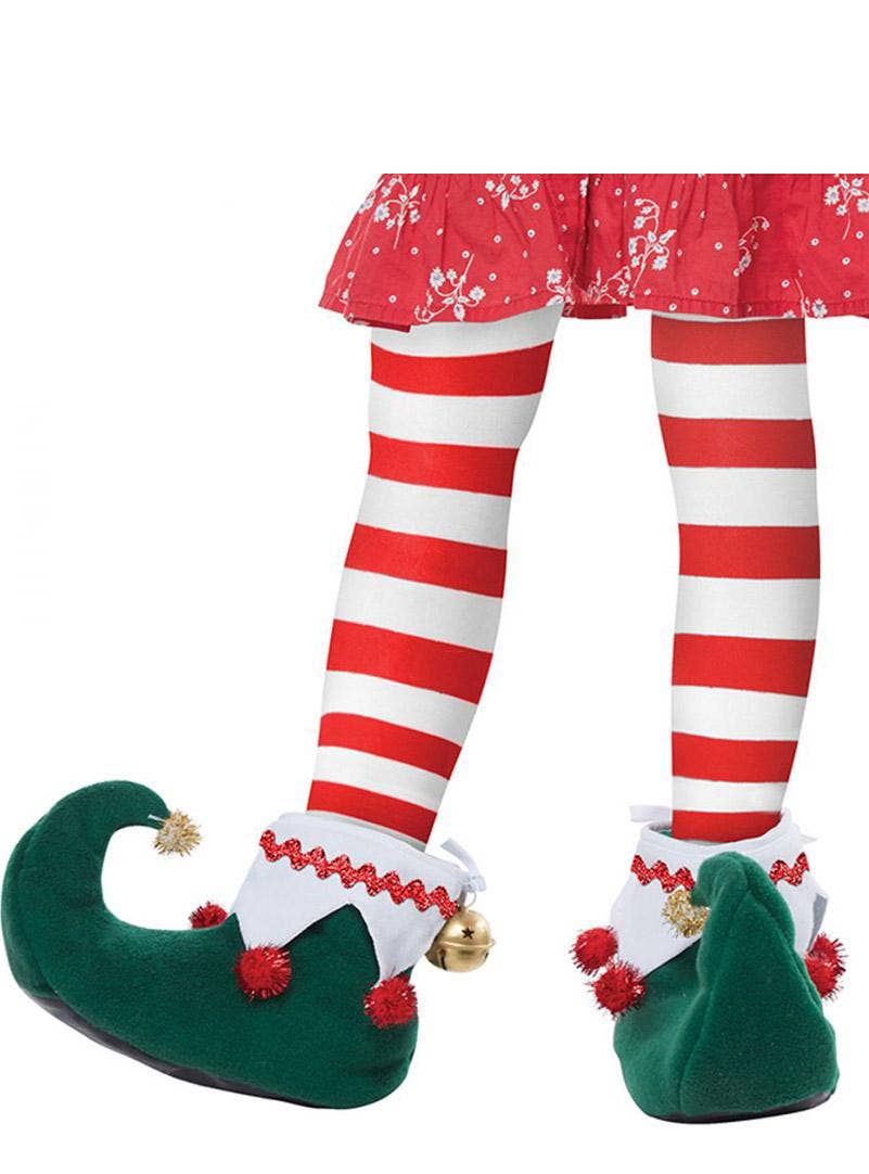 Jolly Christmas Elf Kids Costume Shoes - Alt Image