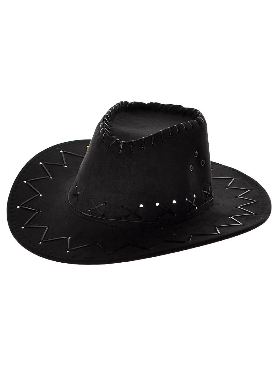Image of Faux Suede Kids Black Cowboy Costume Hat - Main Photo