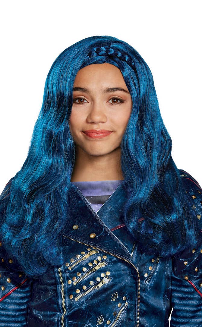 Deep Royal Blue Evie Descendants 2 Disney Wavy Long Kids Costume Wig Main Image