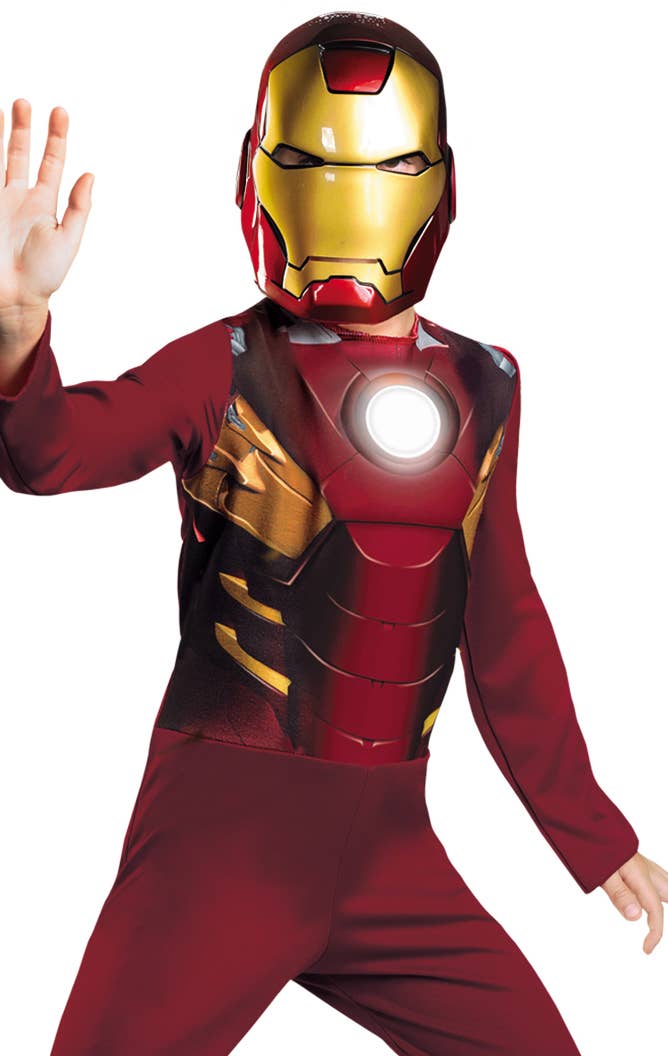 Boy's Marvel Avengers Iron Man Superhero Mark 7 Armour Fancy Dress Costume Close Up Image