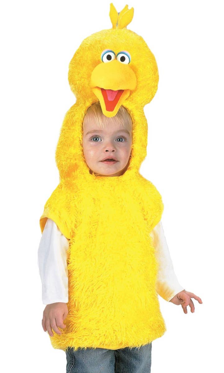 Kid's Big Bird Sesame Street Yellow Plush Fluffy Costume Vest Close Up Image