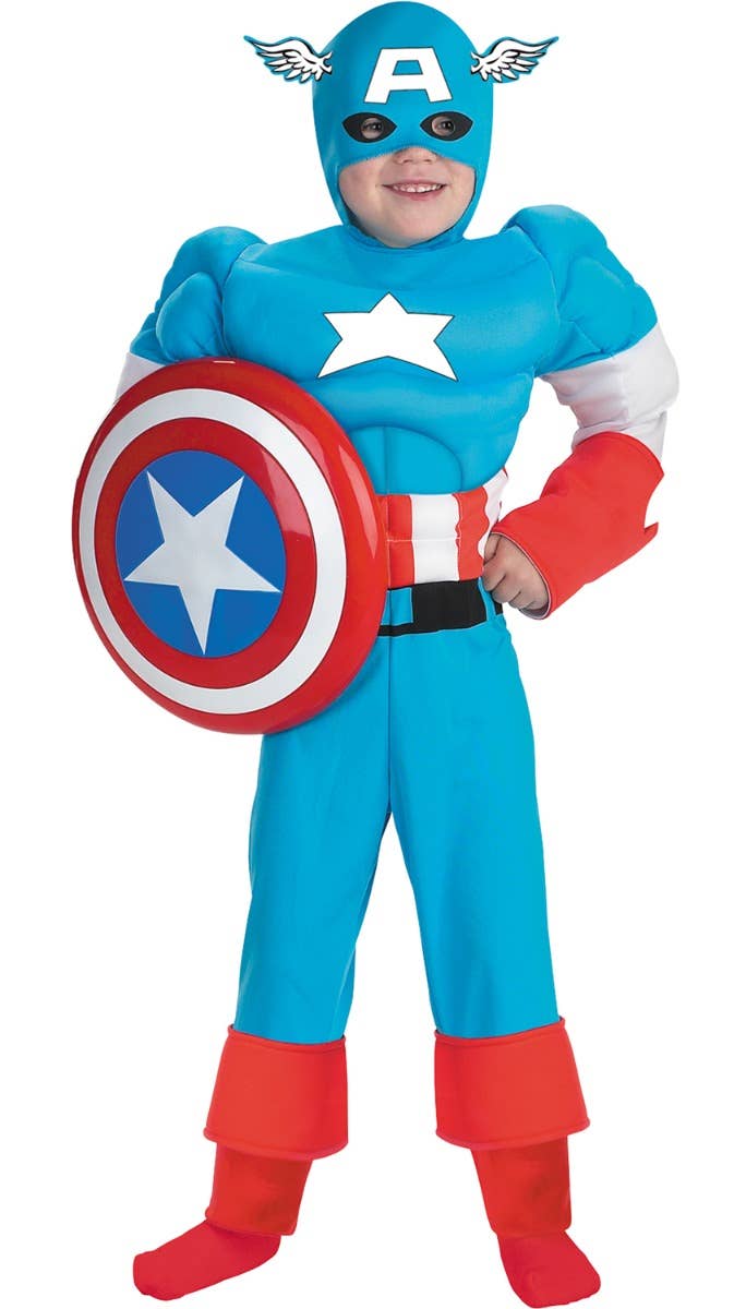 Boys Deluxe Captain America Muscle Chest Costume - Main Image