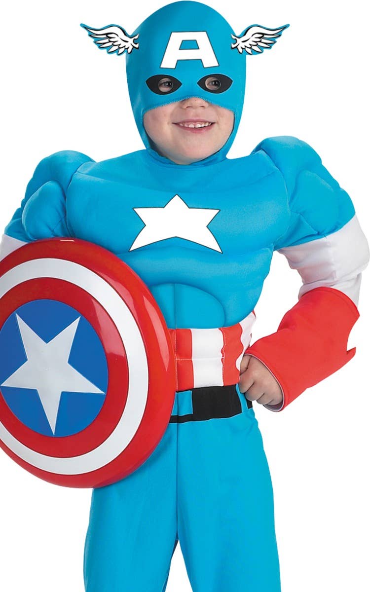 Boys Deluxe Captain America Muscle Chest Costume - Close Image