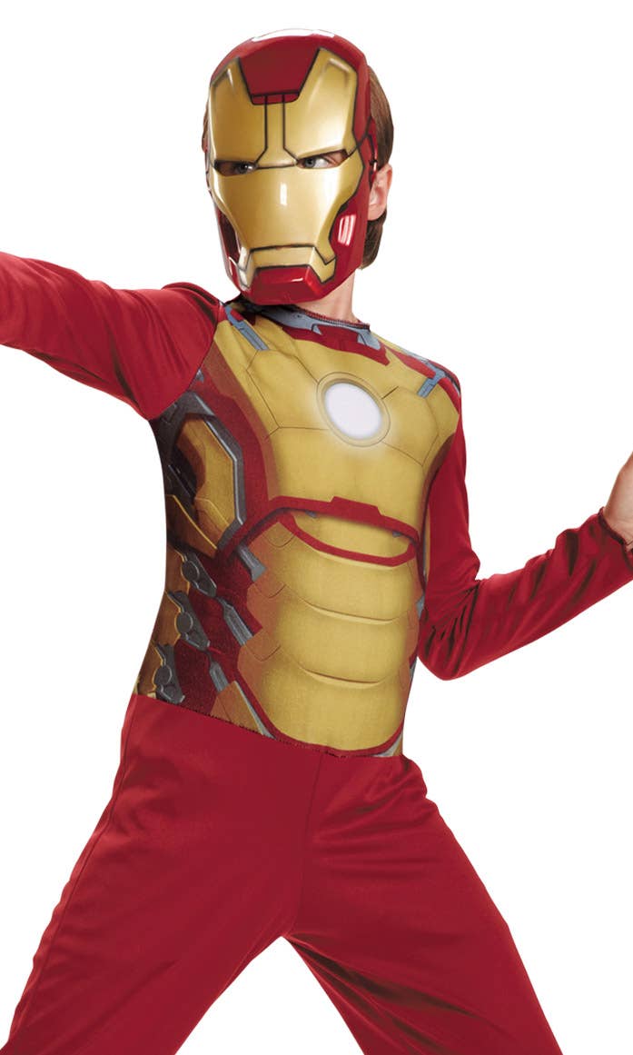 Boy's Marvel Avengers Mark 42 Iron Man Fancy Dress Costume Close Up Image