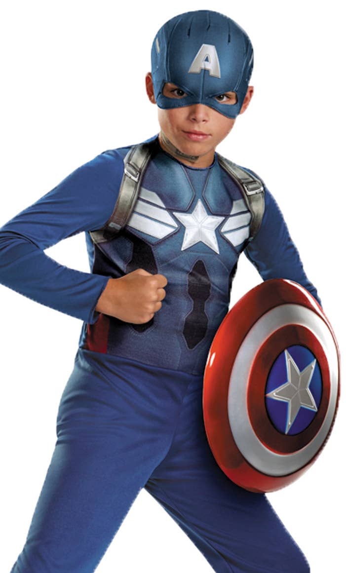 Boys Captain America Avengers Superhero Fancy Dress Costume Close Main Image