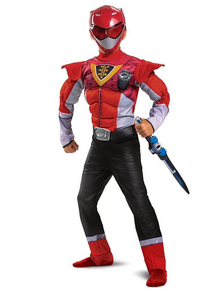 Red Power Ranger Power Up Mode Boy's Costume - Alt Front Image