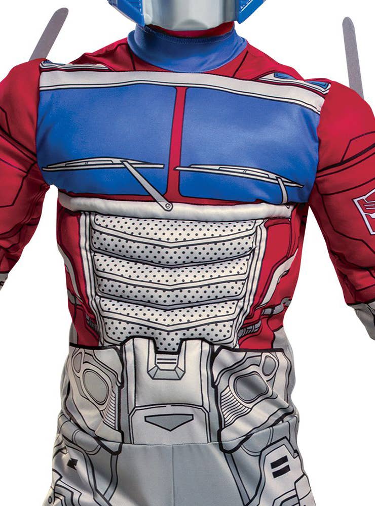 Boys Optimus Prime Muscle Costume - Close Up Image 2