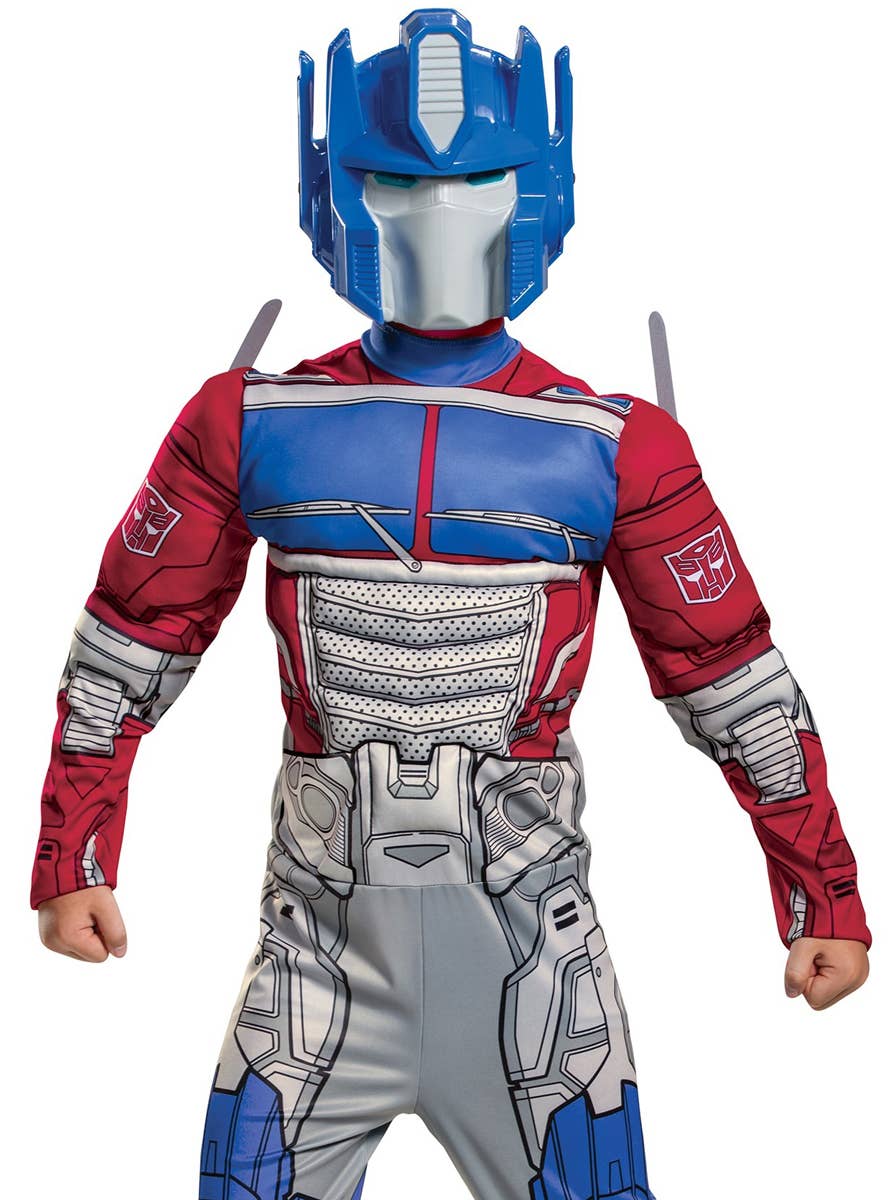 Boys Optimus Prime Muscle Costume - Close Up Image 1