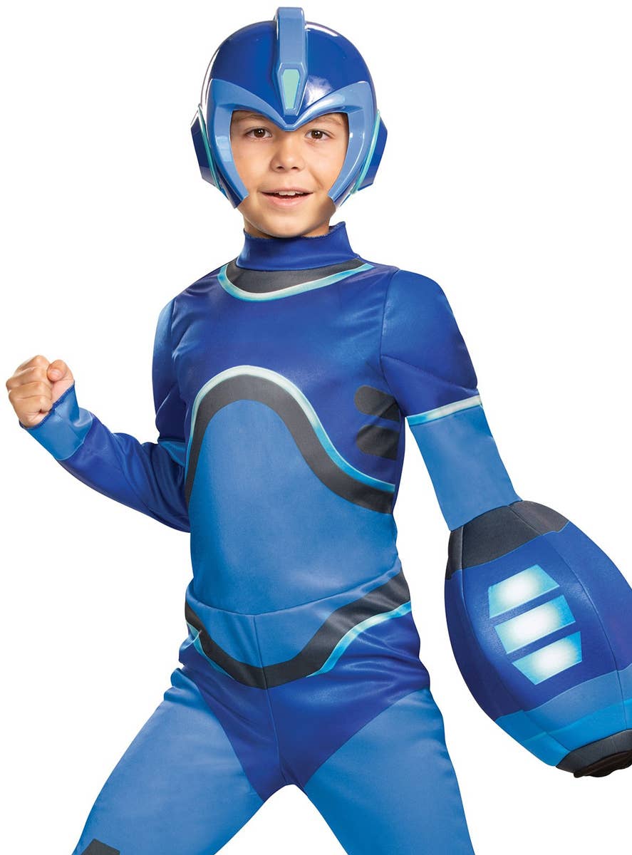 Boys Blue Mega Man Costume - Close Up Image