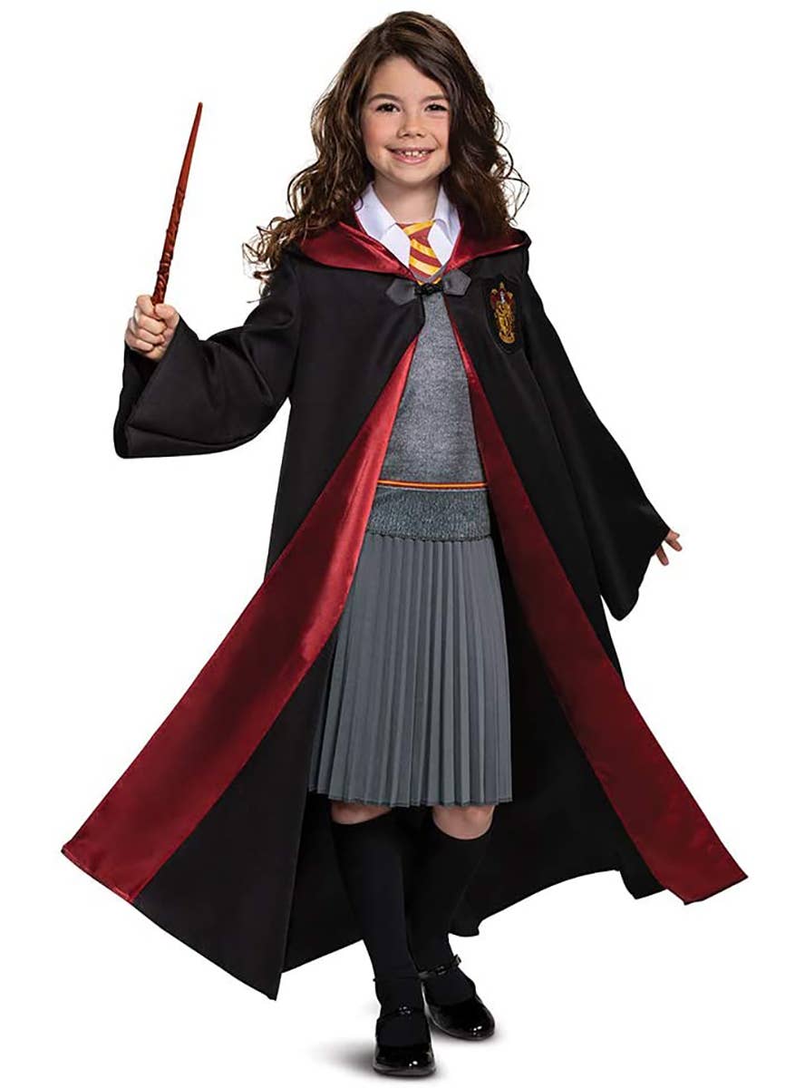 Deluxe Hermione Granger Gryffindor Robe Girl's Costume - Alt Front Image