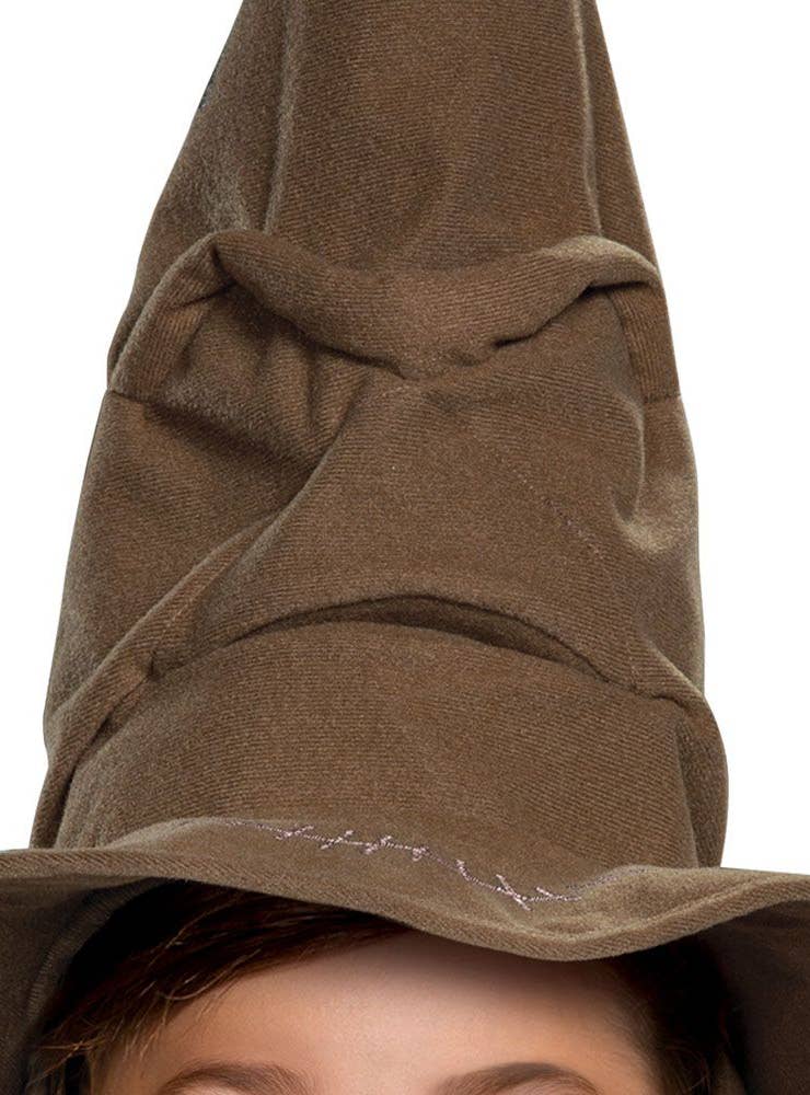 Plush Brown Kid's Harry Potter Sorting Hat Costume Accessory - Close Up Image