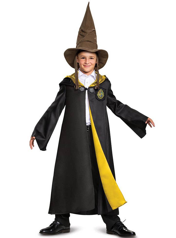 Deluxe Hooded Harry Potter Hufflepuff Robe Kid's Costume - Alternative Front Image