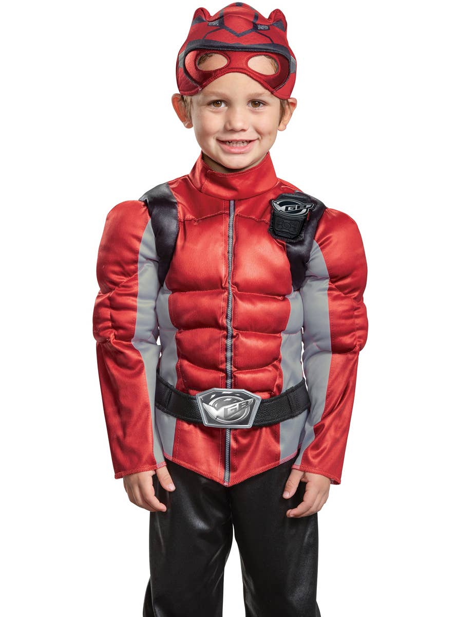 Boy's Red Muscle Chest Power Ranger Beast Morpher Costume - Close Up Image