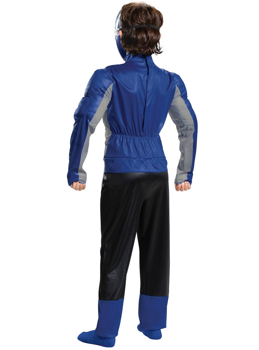 Deluxe Boy's Blue Power Ranger Beast Morpher Muscle Chest Costume - Back Image