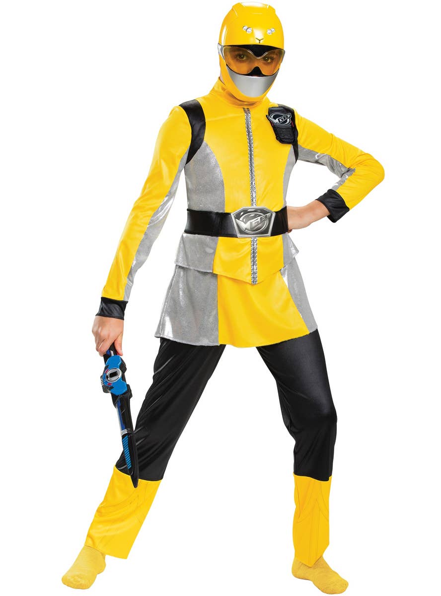 Deluxe Girl's Yellow Power Ranger Beast Morpher Costume - Alternative Image