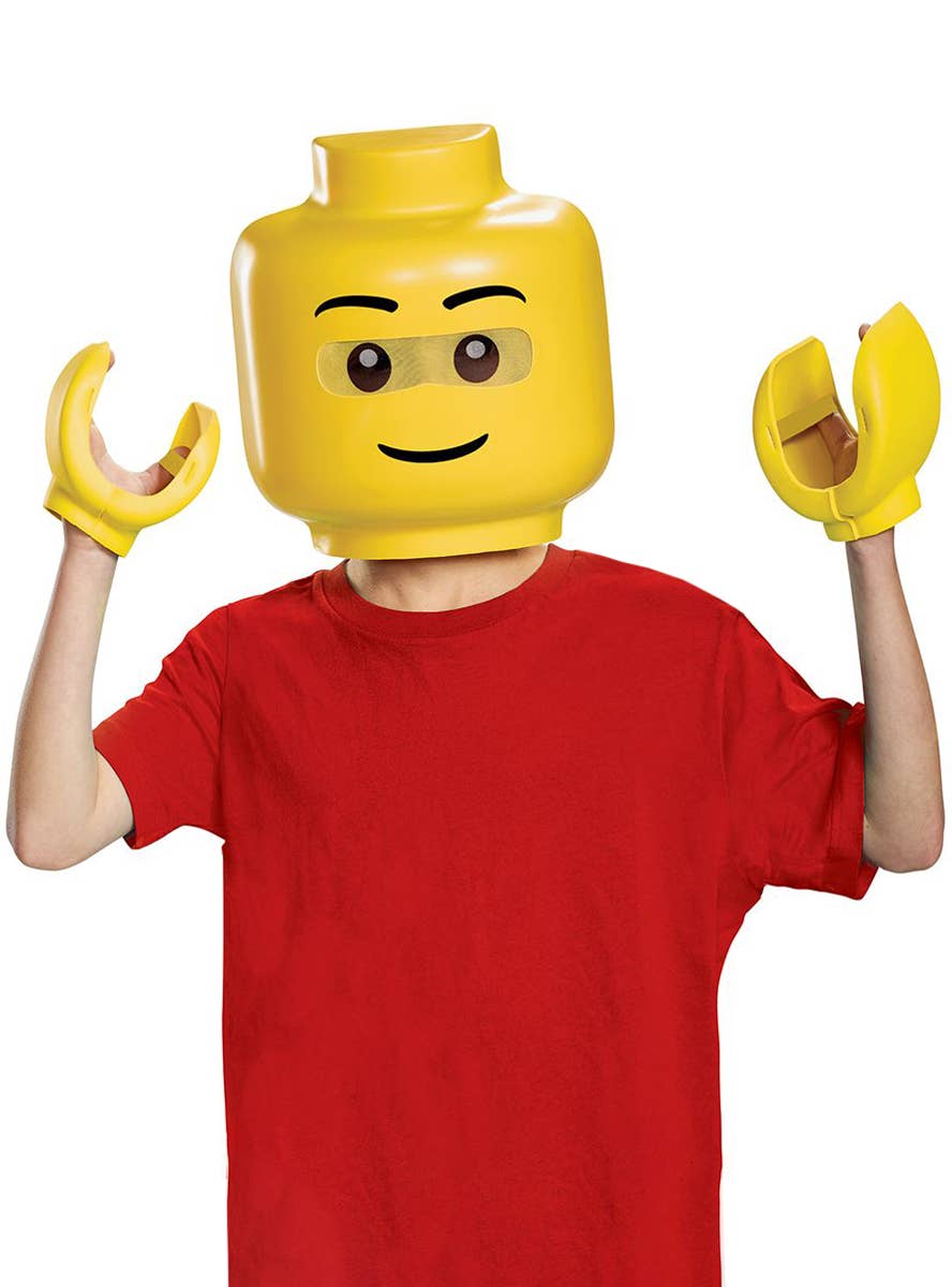 Kids Lego Man Costume Set | Lego Guy Mask & Hands Set for Kids